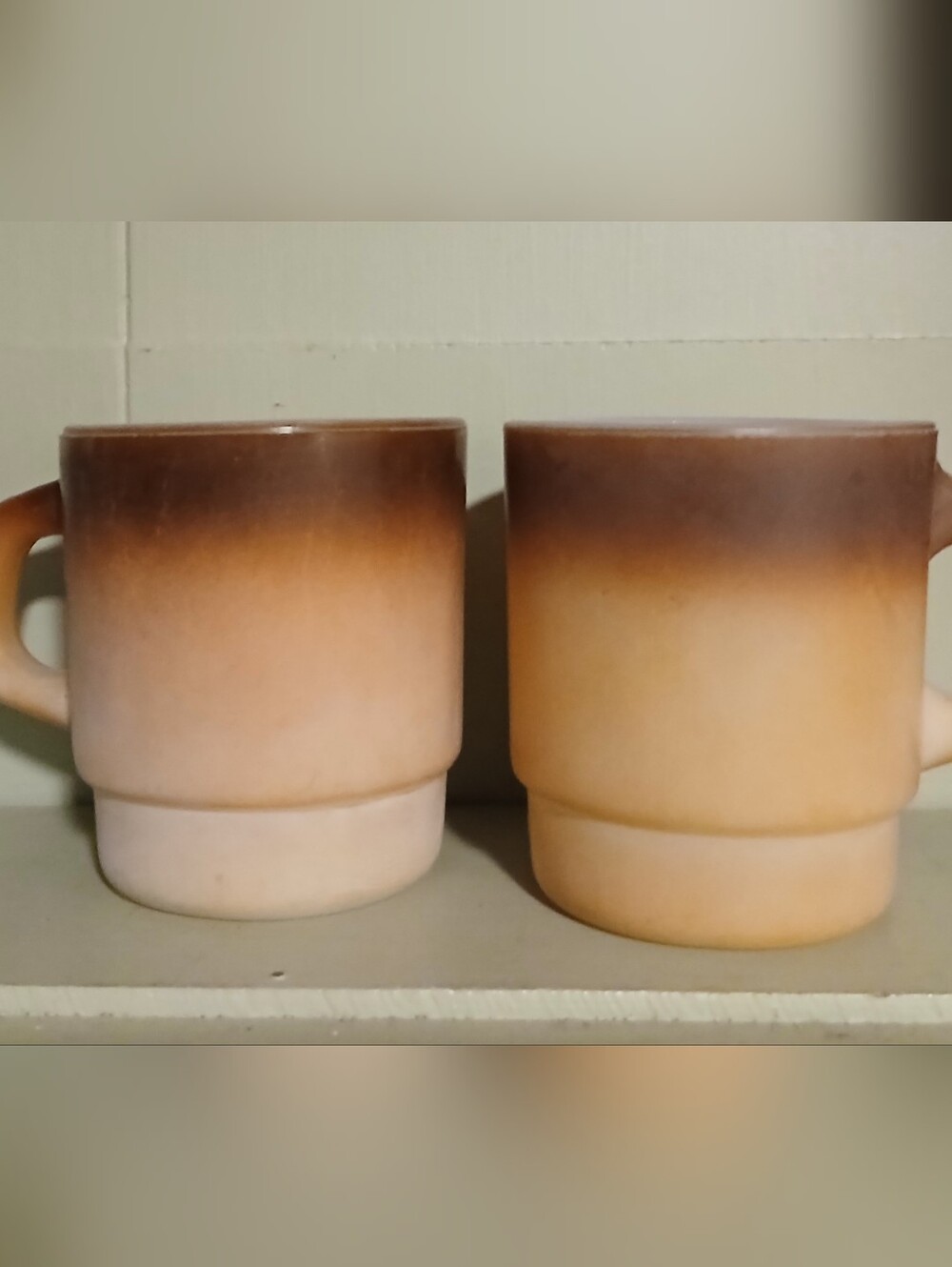 2 Vintage Anchor Hocking Fire-King stackable coffee mugs